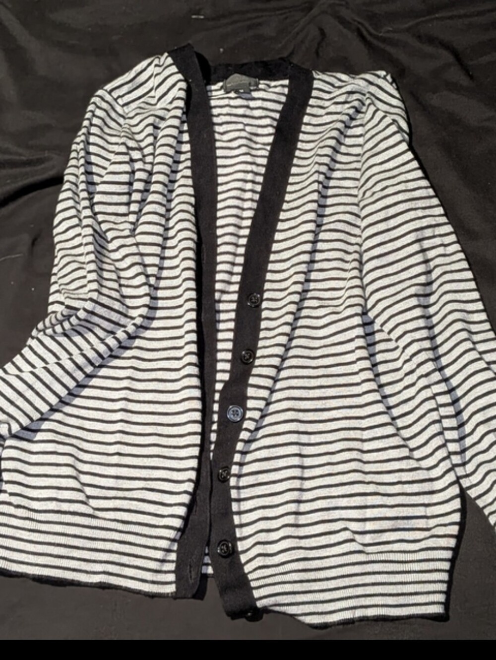 Worthington Black and White Striped Crewneck Sweater